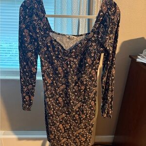 Boden Black and White Paisley Long Sleeve Dress